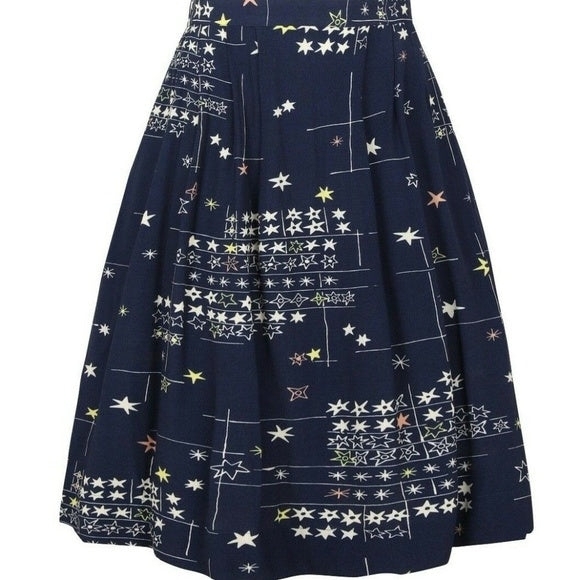 Patterned Navy Skirt - Picture 4 of 8